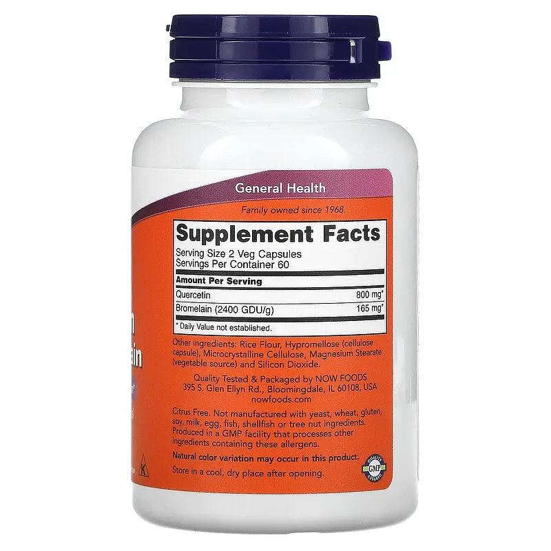 Кверцетин Quercetin with Bromelain 120 капсул NOW vit0005760 - фото 2