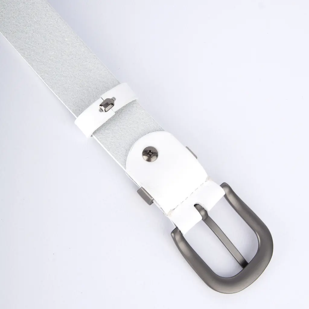 Ремінь жіночий шкіряний HC-3092 silver (130 см) білий зі сріблястою пряжкою - фото 4