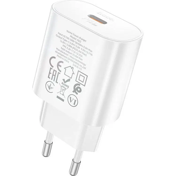 Мережевий зарядний пристрій Hoco N22 PD 25w White (760067) [81007] - фото 5
