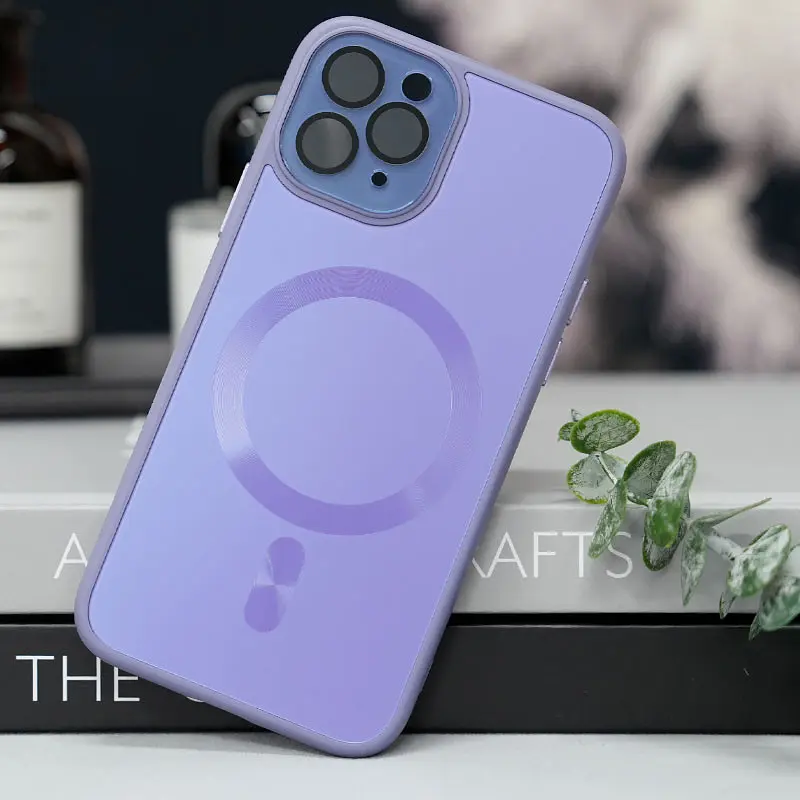 Чохол TPU+Glass Sapphire Midnight with MagSafe для Apple iPhone 15 Pro (6.1) Бузковий / Dasheen - фото 2