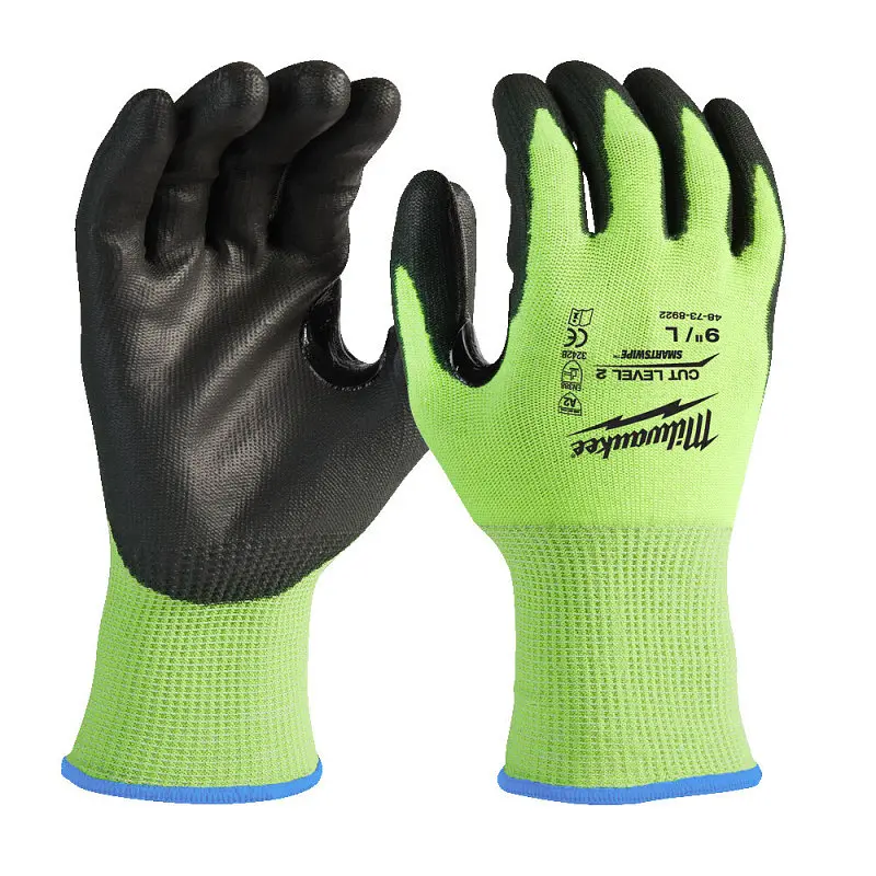 Рукавиці робочі сигнальні Hi-Vis Milwaukee з опором порізам 2/B рівня розмір 10/XL