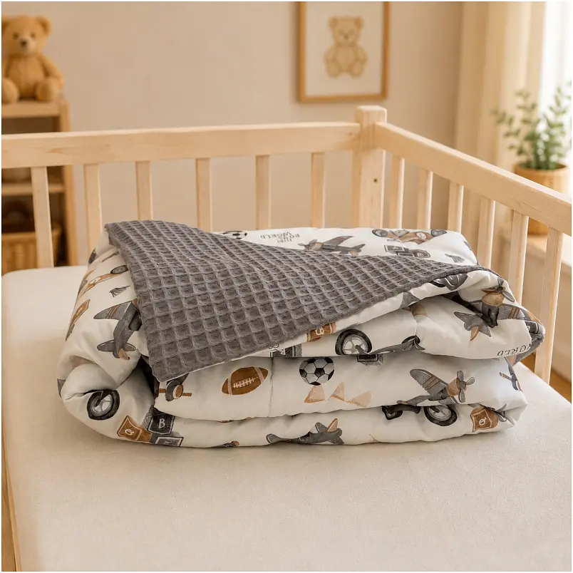Плед дитячий MirSon Silky Waffle Retro Boys' World 110х140 см (2200013892199) - фото 4