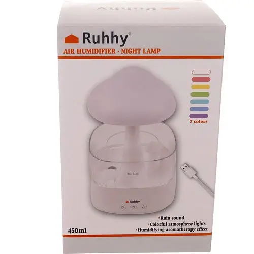 Зволожувач повітря з нічником та ефектом дощу Ruhhy 24378, 450 мл, LED - фото 5
