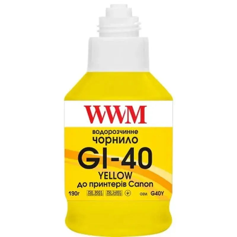 Чорнило WWM Canon GI-40 для G5040/G6040 190г Yellow (KeyLock) (G40Y) - фото 2