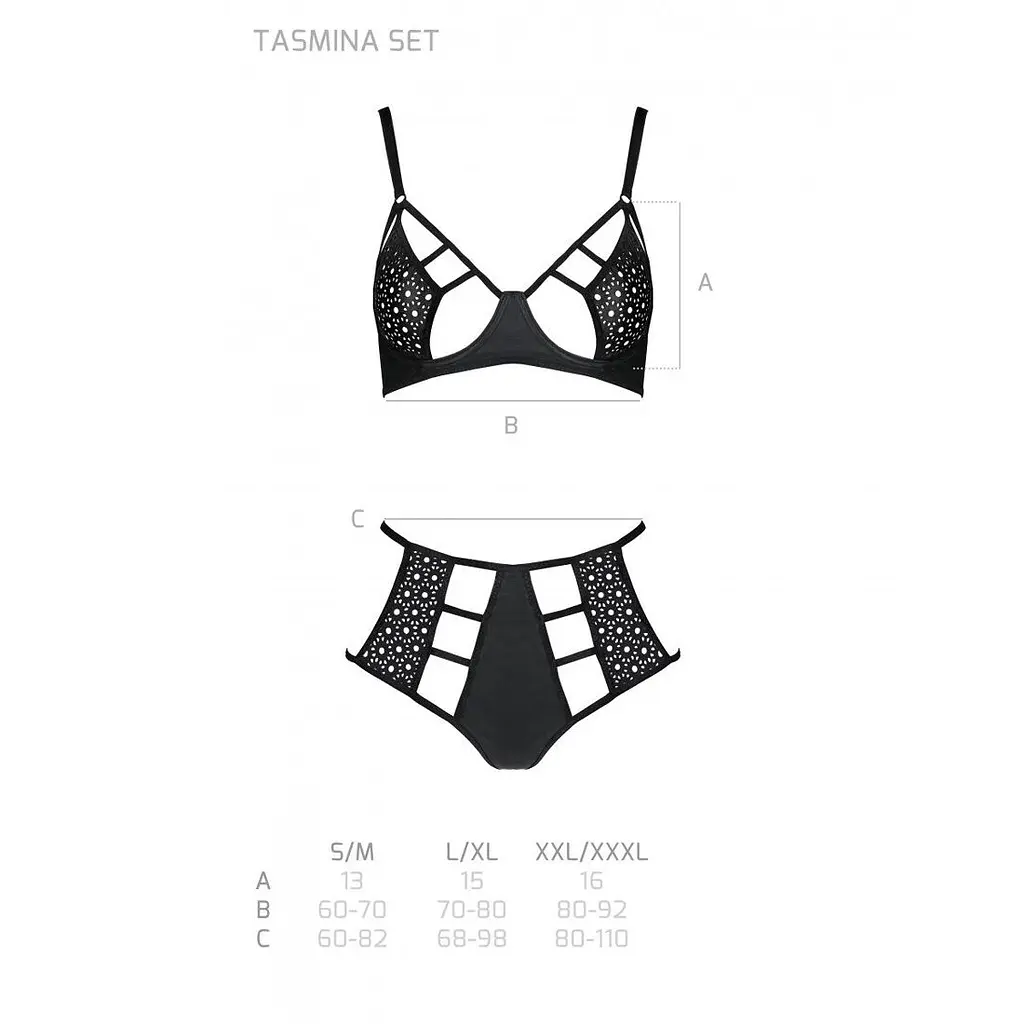 Комплект з екошкіри Passion Tamaris Set black L/XL, бюстгальтер та трусики - фото 5