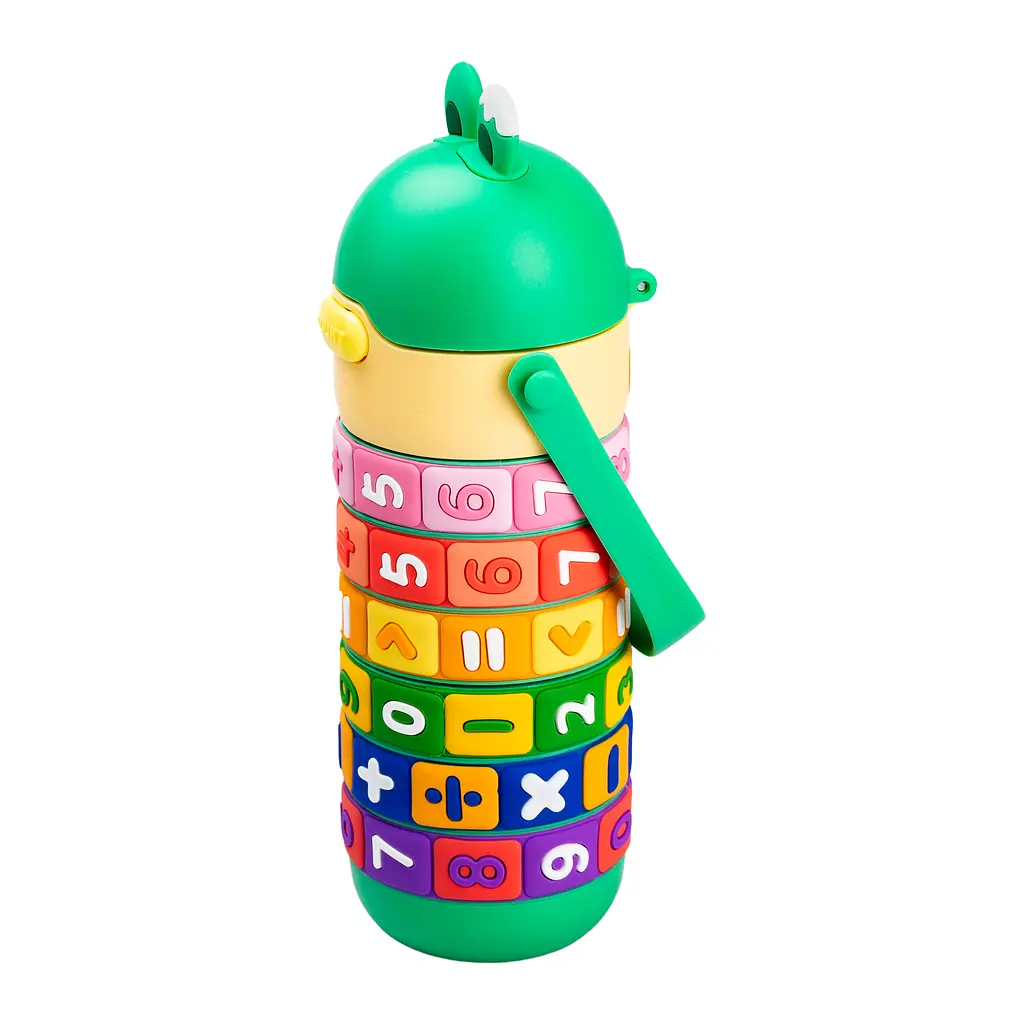 Термос детский Happy Life HP17305GR интерактивный с ручкой 430 мл, зеленый - фото 3