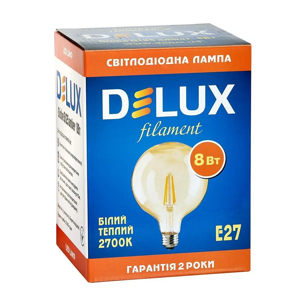 Лампочка Delux Globe G125 8Вт E27 2700К amber filament (90016726) - фото 2