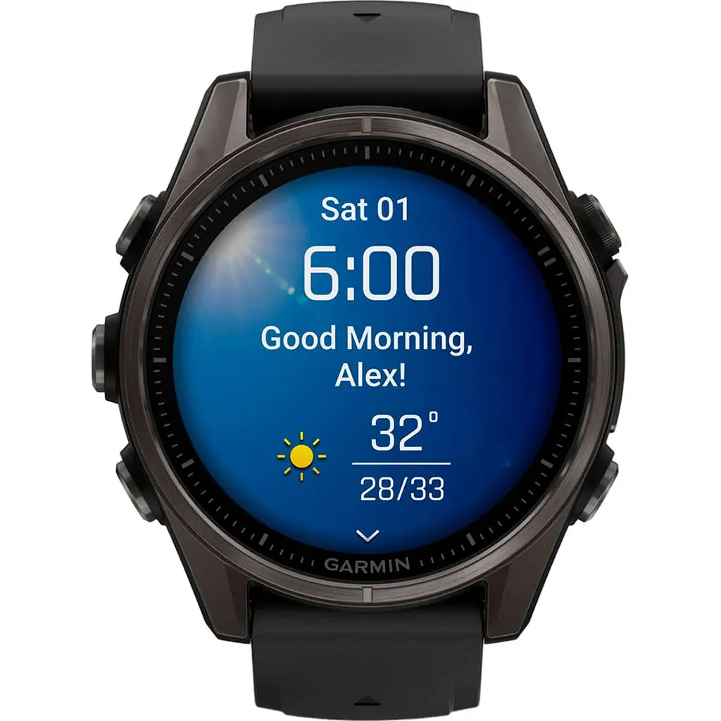 Смарт-годинник Garmin Fenix 8 AMOLED Sapphire 43mm Carbon Gray DLC Titanium with Black/Pebble Gray Silicone Band (010-02903-21) [115064] - фото 2