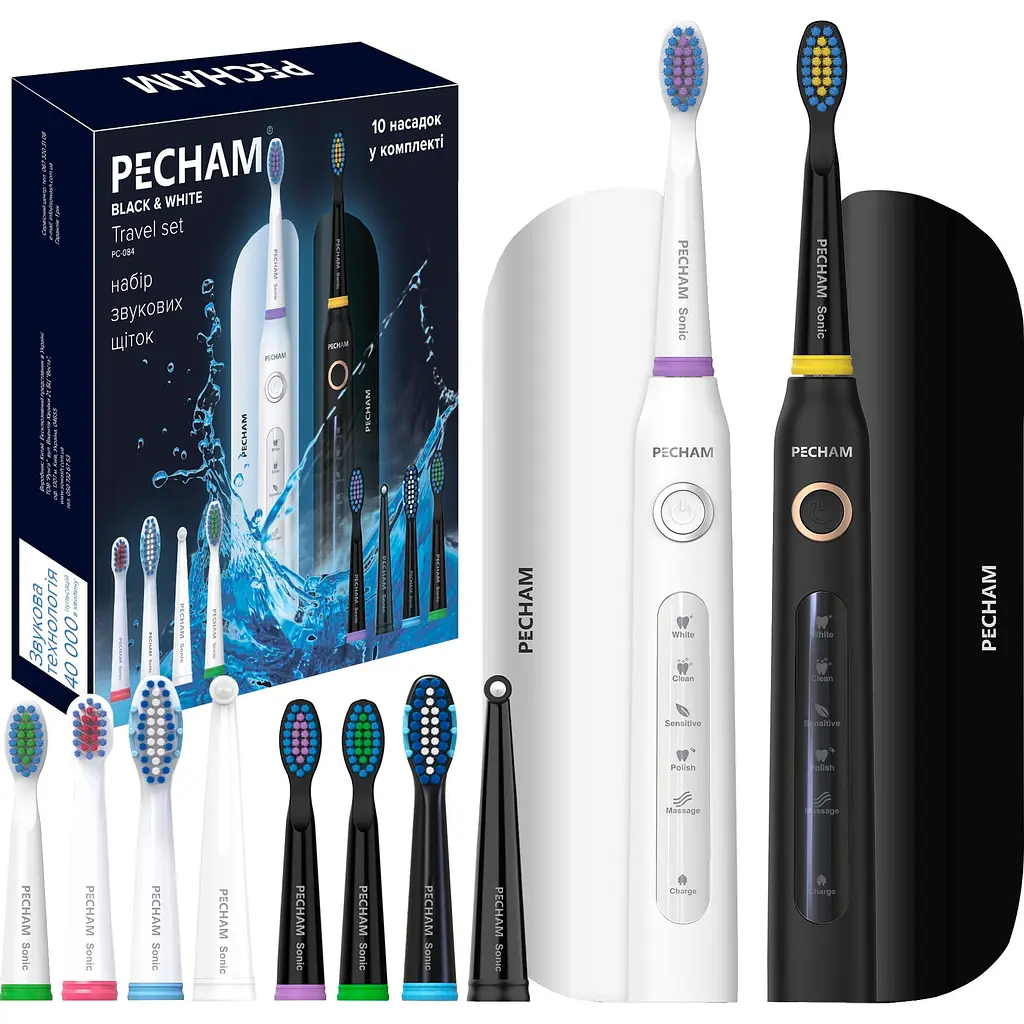 Електрична зубна щітка Pecham PC-084 Travel Set Black and White [123129] - фото 2