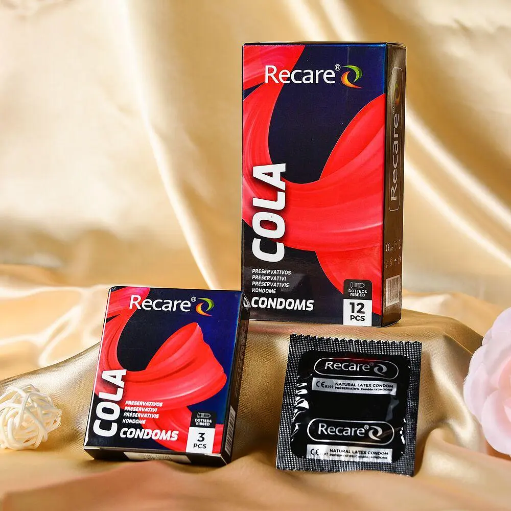 Презервативи Holographic Recare Cola Dotted&Ribbed Condoms 12шт, з пухирцями і ребрами, аромат: Кола - фото 4