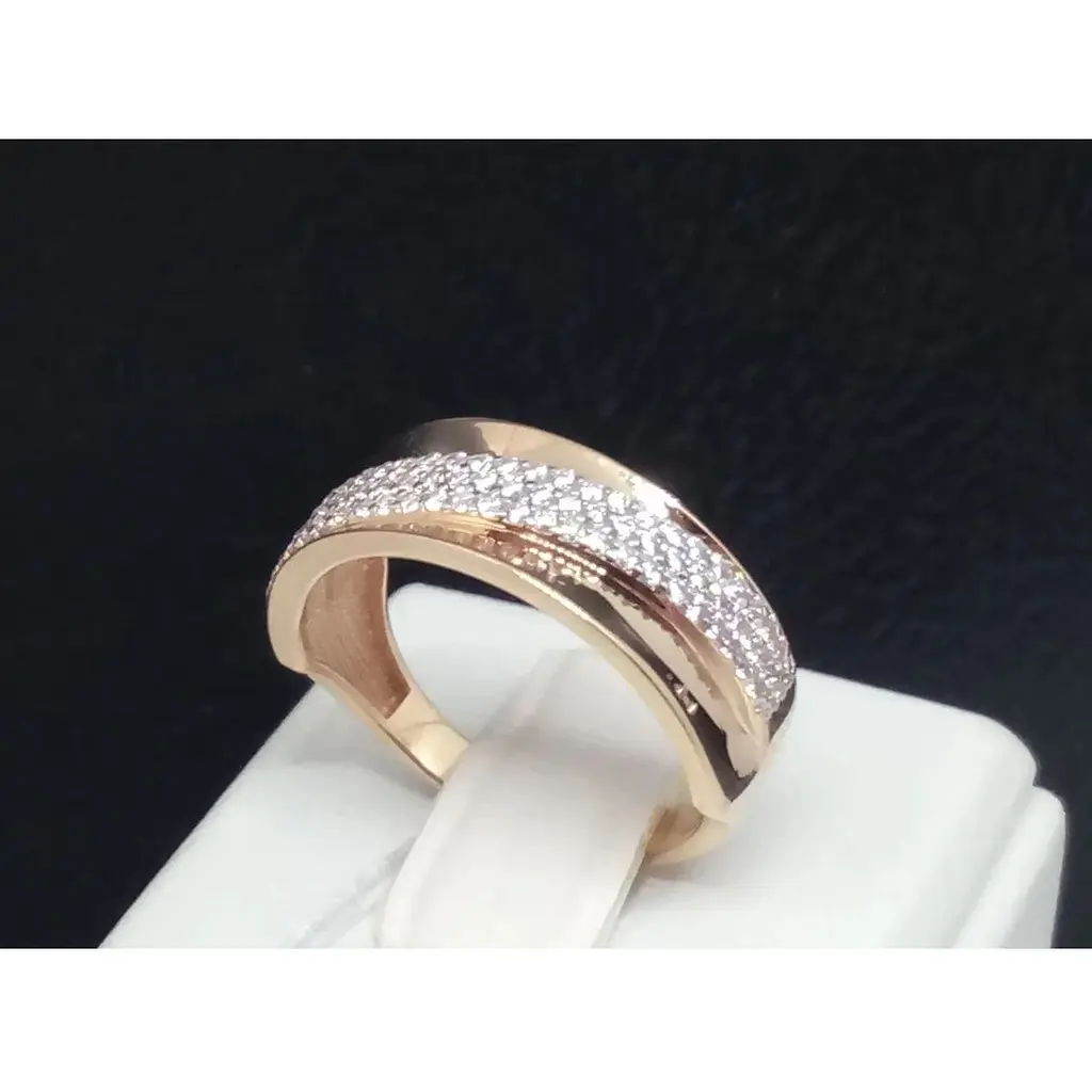 Золоте кільце Столична Ювелірна Фабрика з фіанітами. 141300 17,5 - фото 3