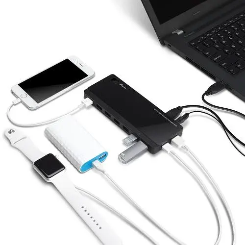 Хаб USB TP-Link UH720, Black, USB 3.0 - 7xUSB 3.0 / 2xUSB 3.0 (5V/2.4A), блок живлення - фото 3