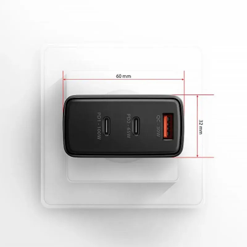 Зарядний пристрій AXAGON 1xUSB + 2xUSB-C 100W QC4+ PD3.0 PPS black (ACU-DPQ100) - фото 2