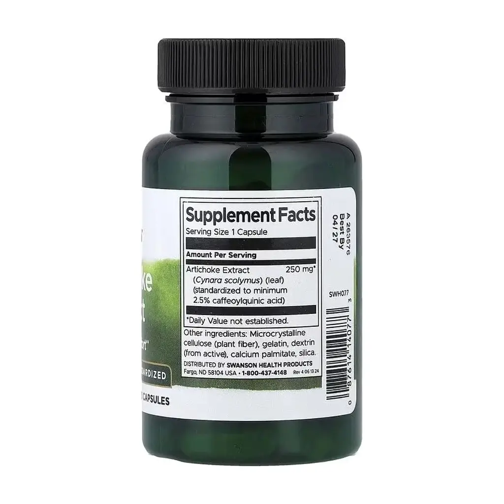 Витаминно-минеральный комплекс Swanson Артишок, 250 мг, Artichoke Extract, 60 капсул (SWV14077) - фото 3