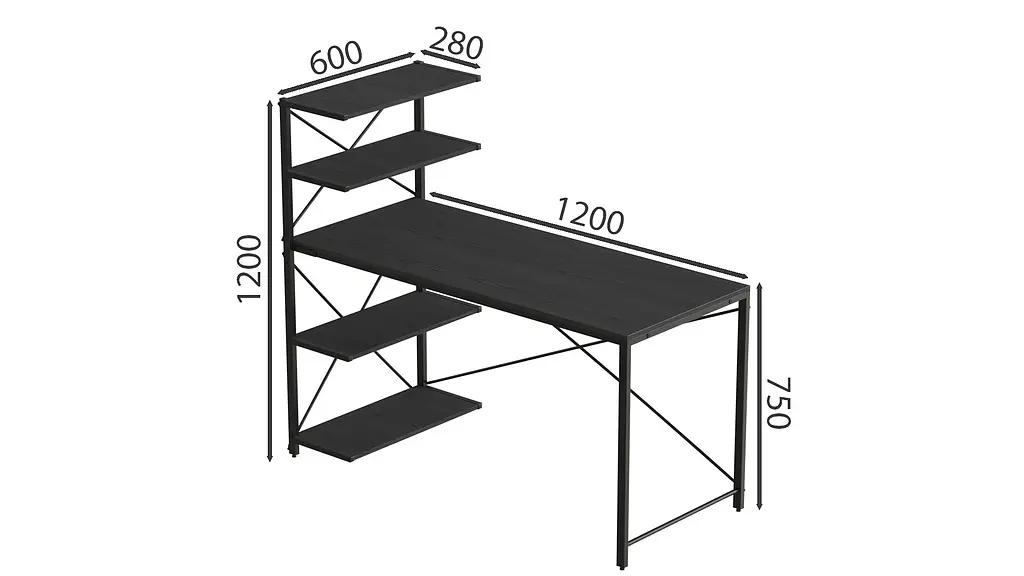 Компьютерный стол Джек 75x120x60 Черный ДСП Сосна Кембра FRD-104381 - фото 3