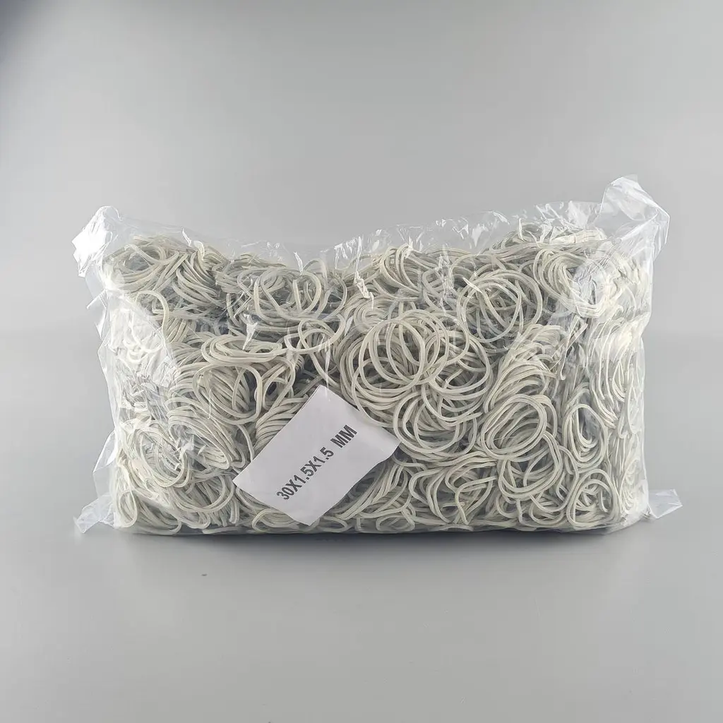 Банківські гумки, Plast, №30, білі, 1,5 мм, діаметр 30 мм, 1 кг, для фіксації грошей і касової роботи