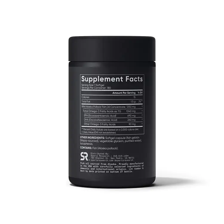Риб'ячий жир Sports Research Omega-3 Fish Oil 1250 mg Triple Strength, 180 капсул - фото 2