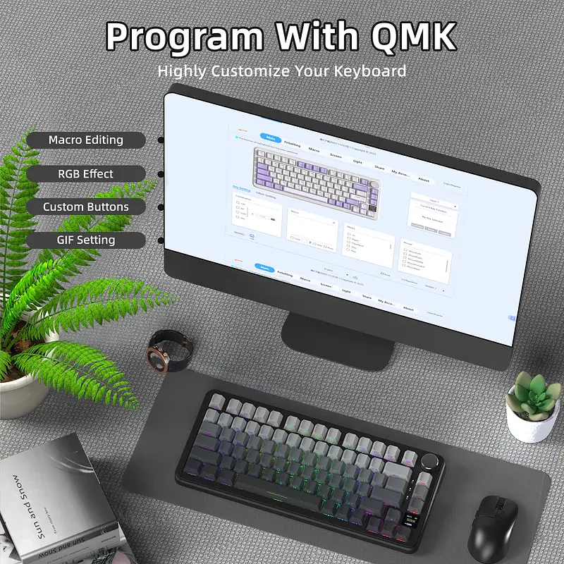 Ігрова механічна бездротова клавіатура Attack Shark X85 Pro / Три режими підключення / Blueberry Switch / Black - фото 6