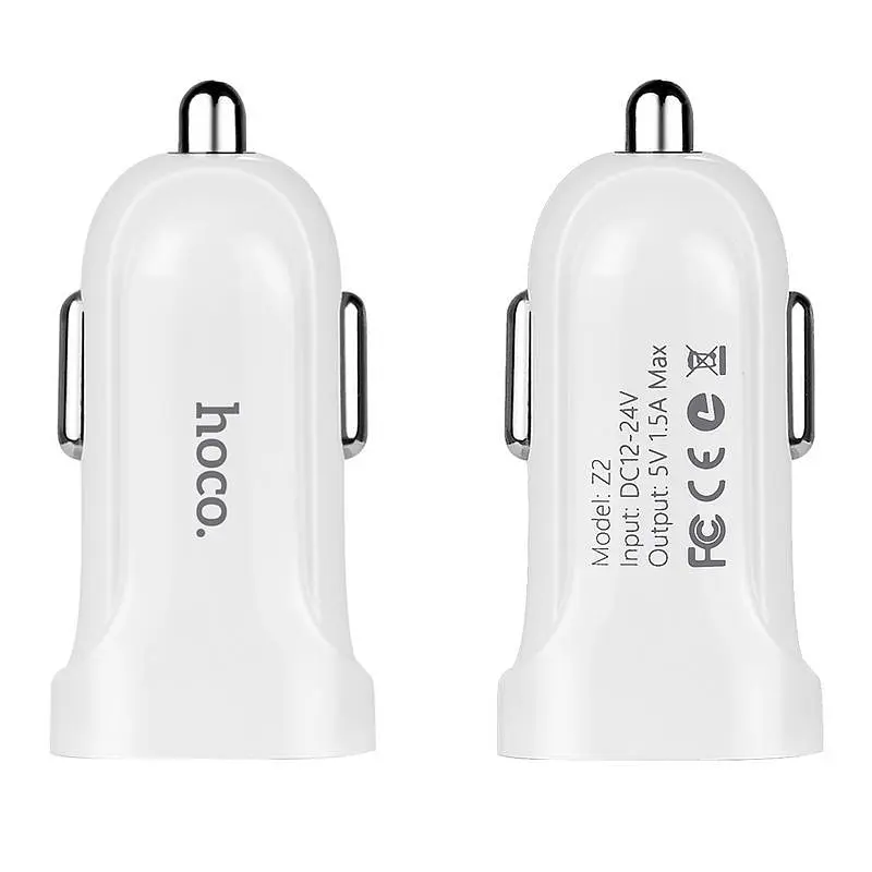 Автомобільний зарядний пристрій Hoco Z2 White 1 USB + USB Cable XiaomicroUSB 1.5A - фото 2