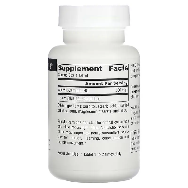 Жироспалювач Source Naturals Acetyl L-Carnitine 500 мг 60 таблеток - фото 3
