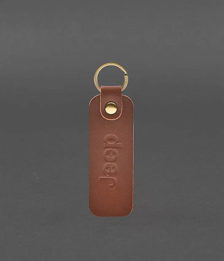 Кожаный брелок для Авто Jeep светло-коричневый краст - фото 2