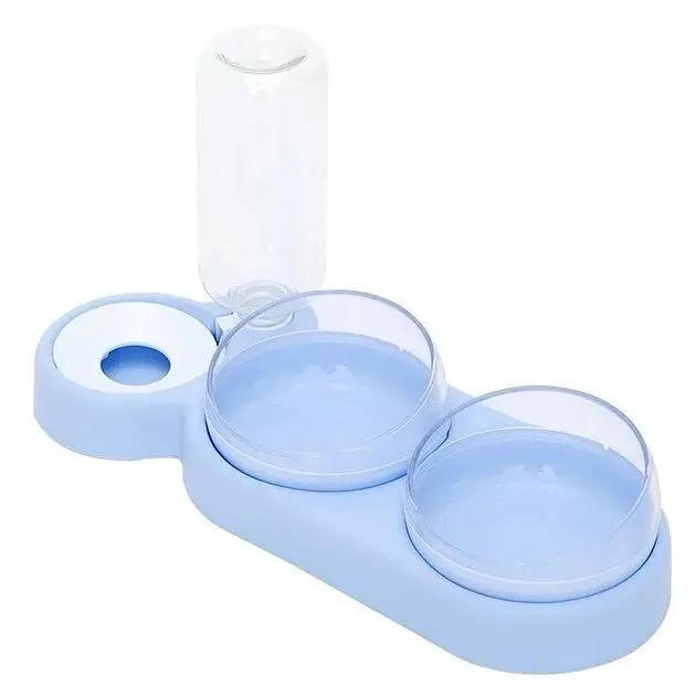 Подвійна миска для тварин Semi Animal Bowl 13см*38см*22см 500 мл, Light Blue з автоматичною поїлкою - фото 8