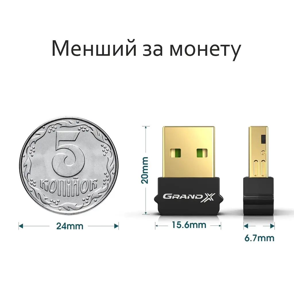 Bluetooth-адаптер Grand-X 5.0 Realtek RTL8761B, 7 devices, aptX, Low Energy (BT50G) - фото 3