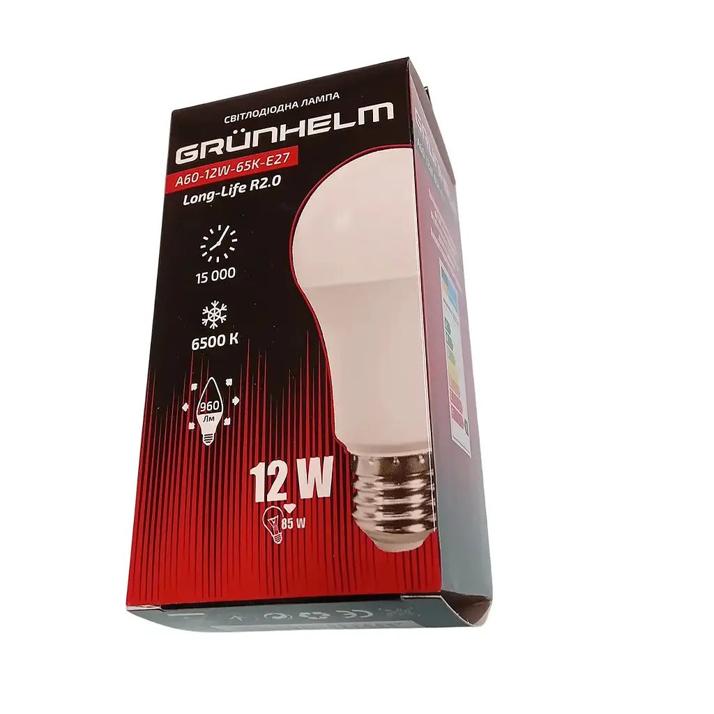 Лампа LED Grunhelm A60-12W-65K-E27 Long-Life R2.0 (149212) - фото 2
