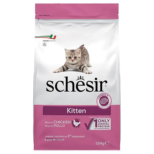 Сухий монопротеїновий корм для кошенят Schesir Cat Kitten Шезір з куркою 1.5 кг (ШККК1,5)