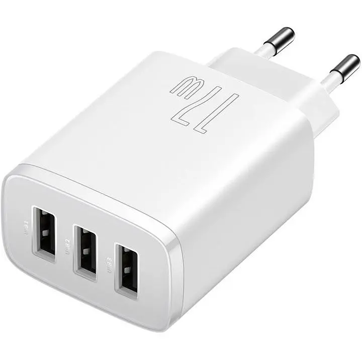 Зарядний пристрій Baseus Compact Charger 3U 17W White (CCXJ020102) - фото 2