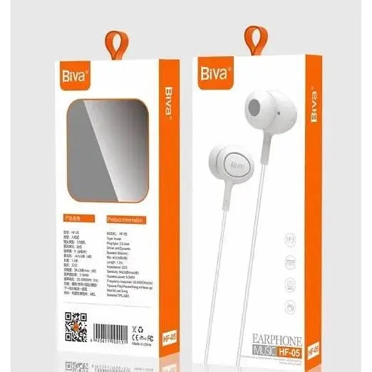 Навушники Biva HF-05 Wirred earphones White - фото 2