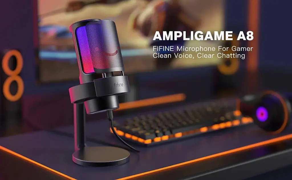 Мікрофон Fifine AmpliGame A8 USB з RGB підсвіткою, чорний - фото 5