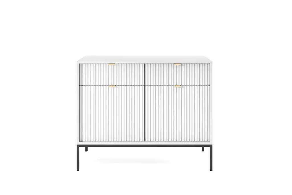 Комод Perfect Home Новая/Nova 2-дверный с 2 ящиками и черными ножками KSZ104 Белый (PFH-091216) - фото 4