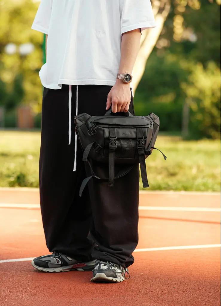 Чоловіча сумка бананка Sambag Dynamicdart чорна 38 × 21 × 7 см (80411001m) - фото 4