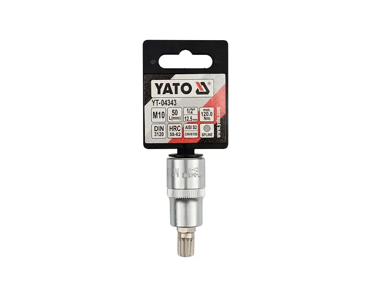 Головка торцева Yato квадрат 1/2" Spline M10 L= 55 мм (YT-04343) - фото 3