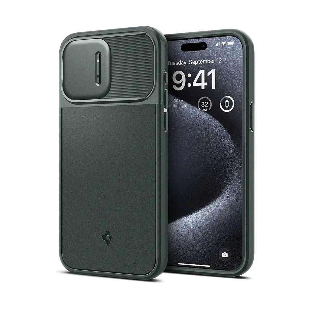 Чехол Spigen Optik Armor MagSafe для iPhone 15 Pro Abyss Green (ACS06739) + защитное стекло - фото 15