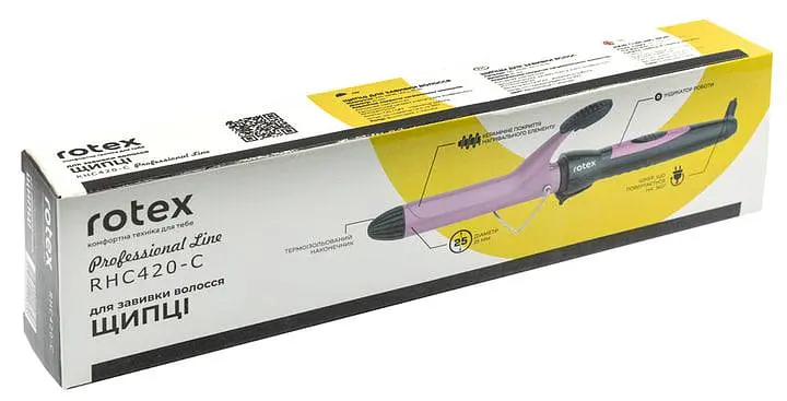 Плойка для локонів Rotex RHC415-C Плойка із турмаліновим покриттям Фіолетова з чорним 25 Вт - фото 4