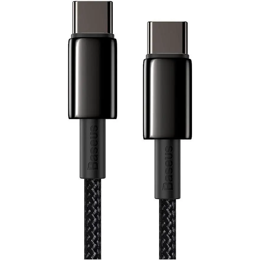 Кабель Baseus Tungsten Gold Fast Charging Data Cable USB-C to USB-C 100W 1m Black (CATWJ-01) [83771] - фото 3