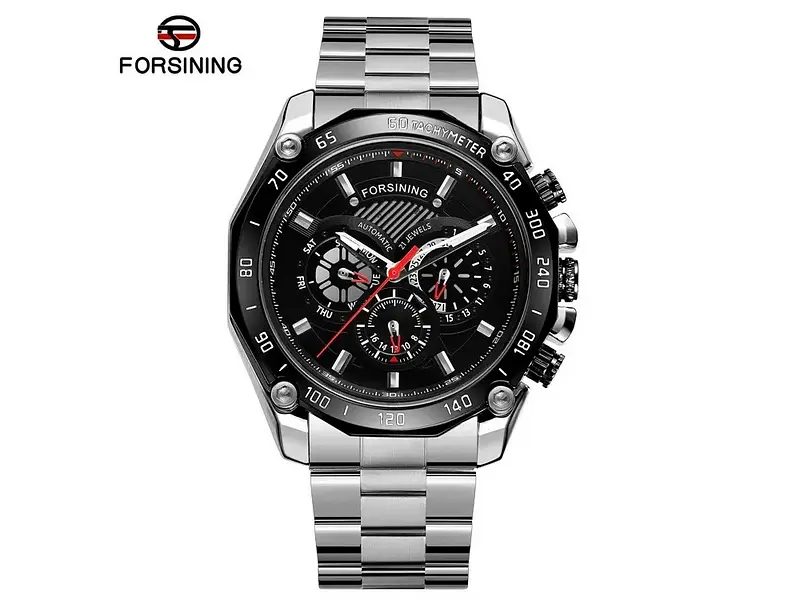 Чоловічий наручний годинник 6910 Silver-Black Forsining acs0031389 - фото 2