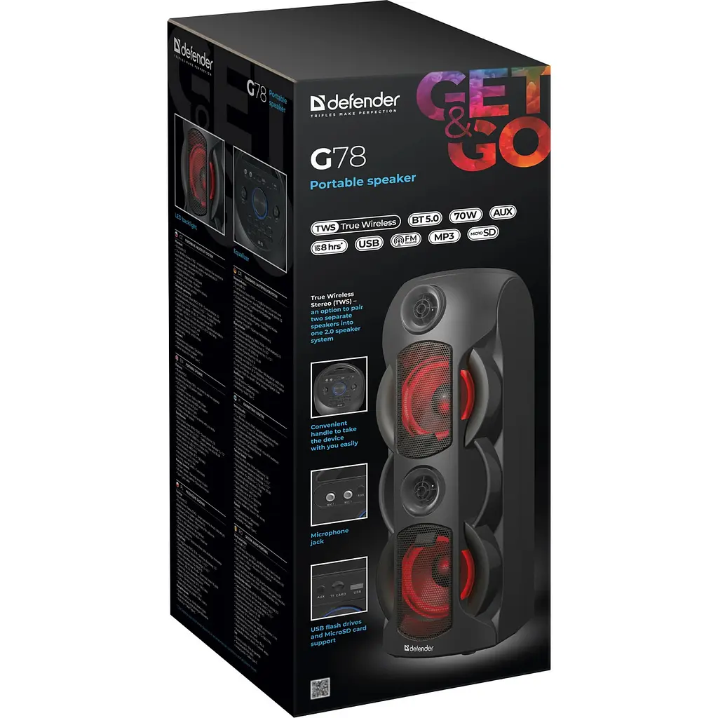 Акустична система 1.0 Defender G78 70Вт BT/TF/USB/MIC/Light - фото 7