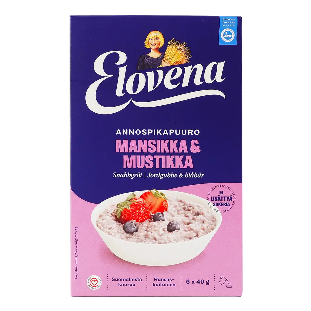 Набор каша быстрого приготовления Elovena клубника и черника 240 г (40 г х 6 шт.) - фото 2