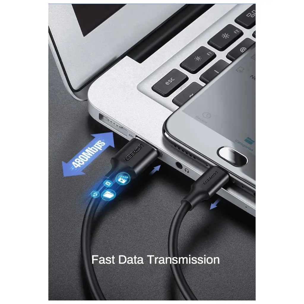 Дата кабель USB 2.0 AM to Micro 5P 3.0m 2A US289 black Ugreen (60827) - фото 4