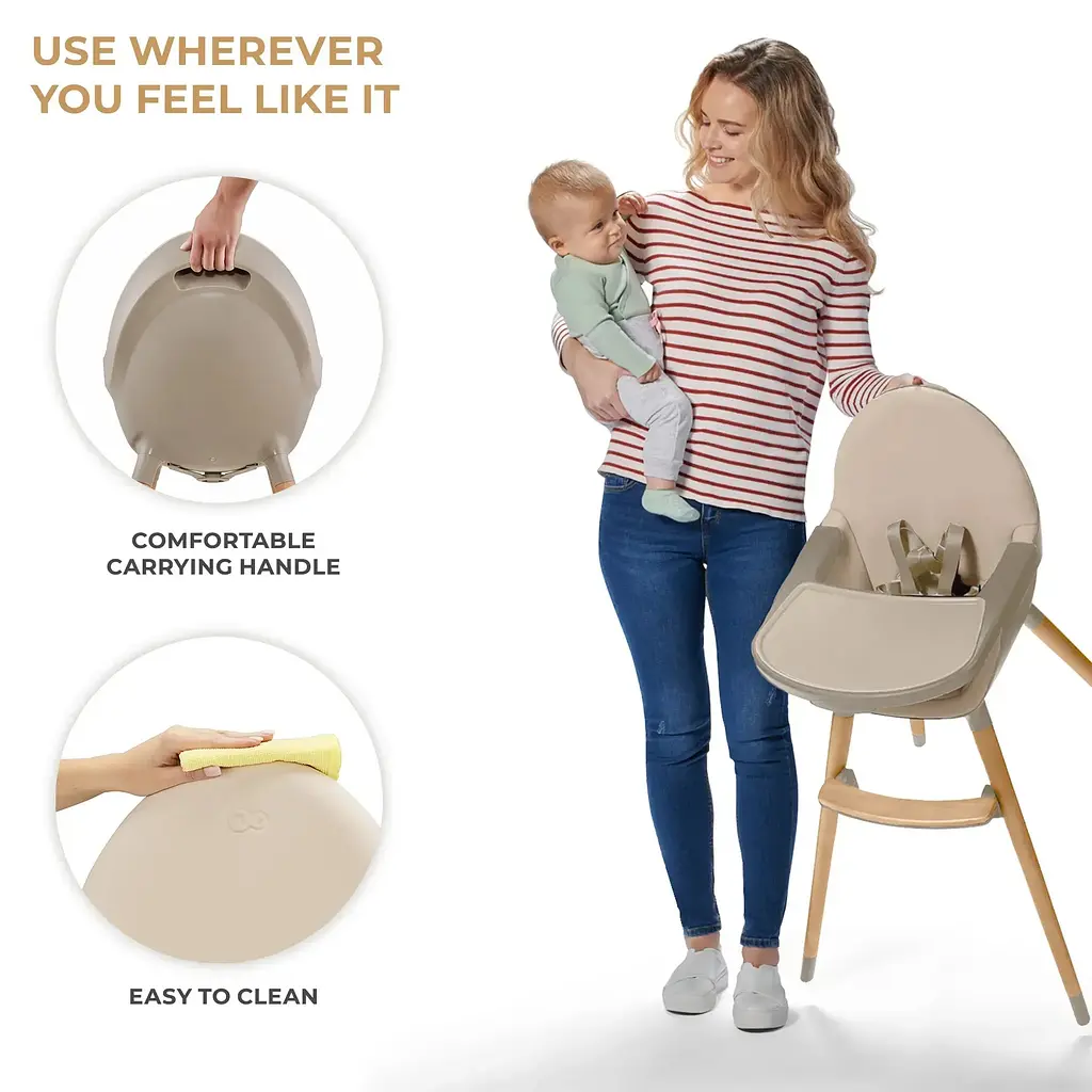 Стульчик для кормления 2 в 1 Kinderkraft Fini 2 Beige (KHFINI02BEG0000) - фото 4