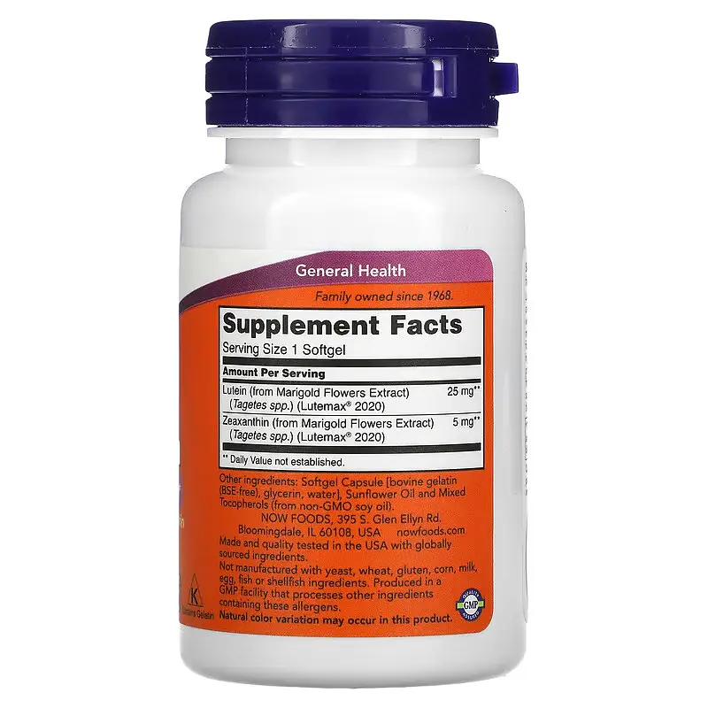 Натуральна добавка NOW Lutein & Zeaxanthin, 60 капсул - фото 2