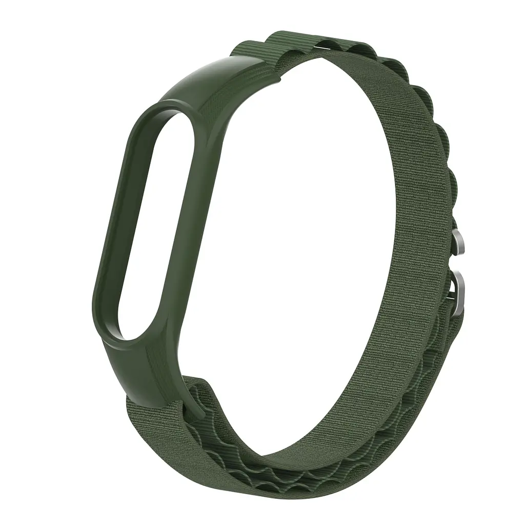 Ремінець для Xiaomi Mi Band 7/6/5/4, зелений, AlpinaStyle Band, тканинний поліестеровий ремінець для фітнес браслета, дихаючий, для активного відпочинку та спорту, ArmorStandart (ARM64988) - фото 4
