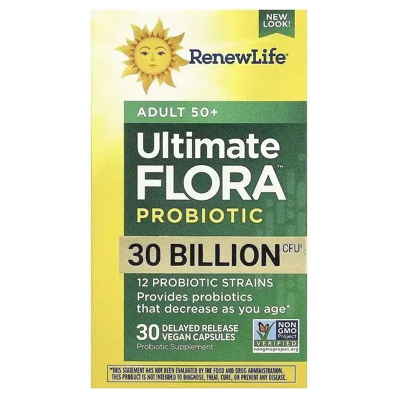 Пробіотики для дорослих 50+ 30 млрд КУО Renew Life Ultimate Probiotic Flora Adult 50+ 30 Billion CFU 30 веганських капсул