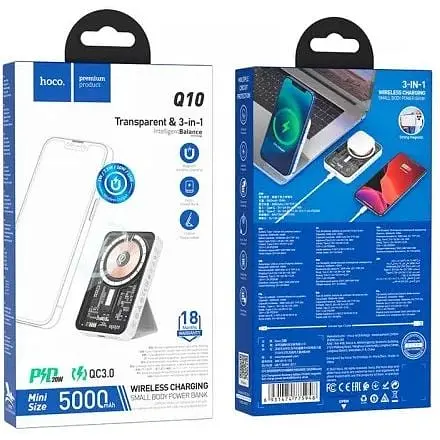 АКБ внешний Hoco Transparent discovery edition magnetic fast charge power bank Q10 5000mAh 000009112-up - фото 3