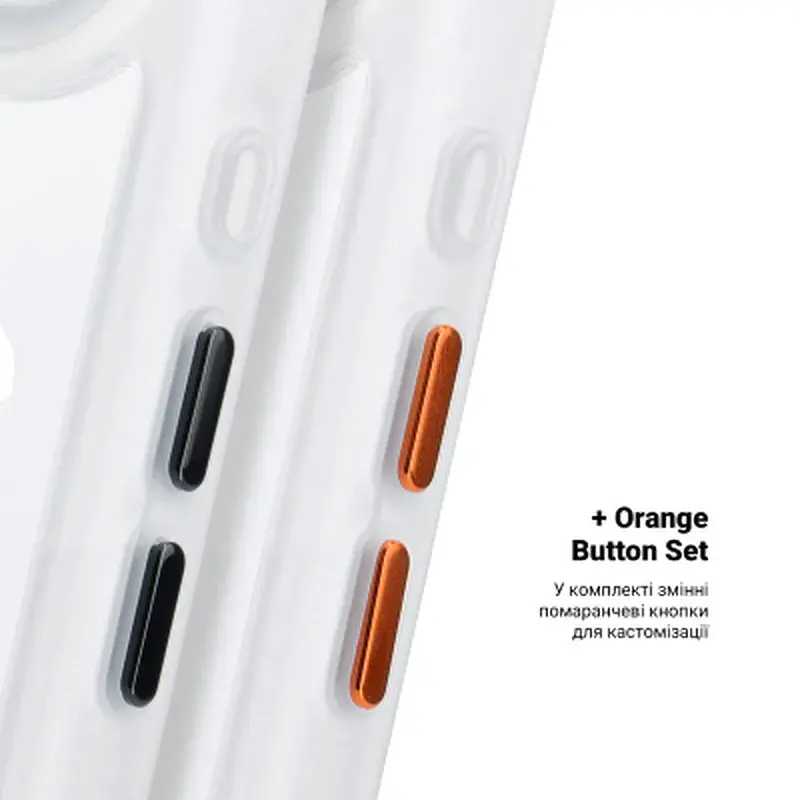 Чохол до мобільного телефона Armorstandart Unit MagCase Apple iPhone 17 Air Clear Silver + Orange Button Set (ARM90583) - фото 5