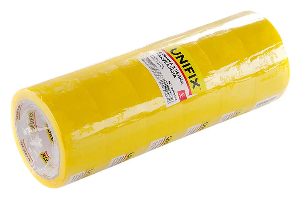 Скотч пакувальний односторонній Unifix 45 мм x 80 м x 40 мкм жовтий - фото 2