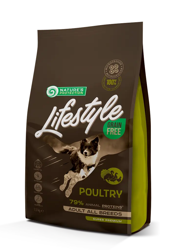 Сухий беззерновий корм з птицею для собак всіх порід Nature's Protection Lifestyle Grain Free Poultry, 1.5 кг